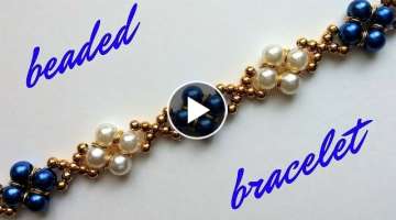 Beaded bracelet with pearls and jump rings. Beading tutorial-easy to make